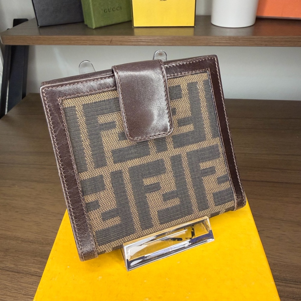 SOLD Fendi Canvas and Leather Brown Zucca Wallet - In Original Box